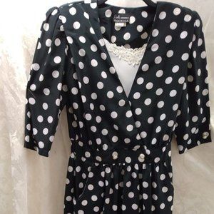 Size 14 Breli Black with white Polk-a-dot dress - Short Sleeve